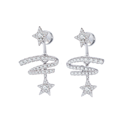 999纯银飘带钻石耳钉女