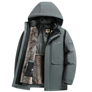 花花公子冬季新款可拆内胆加绒加厚羽绒服保暖中年男士白鸭绒外套