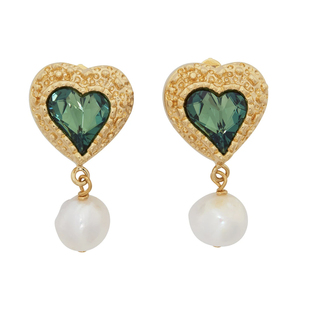 折扣SAFSAFU钟楚曦周冬雨同款钻爱心天然珍珠复古气质耳环耳夹女