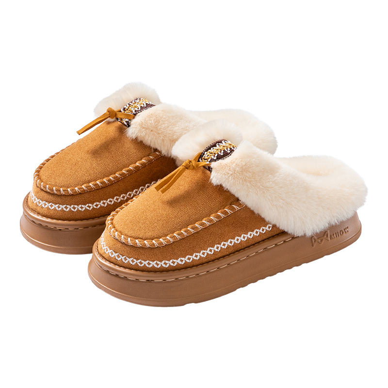 猫人足弓支撑棉拖鞋女新款冬季外穿防滑厚底室内居家保暖加绒棉鞋