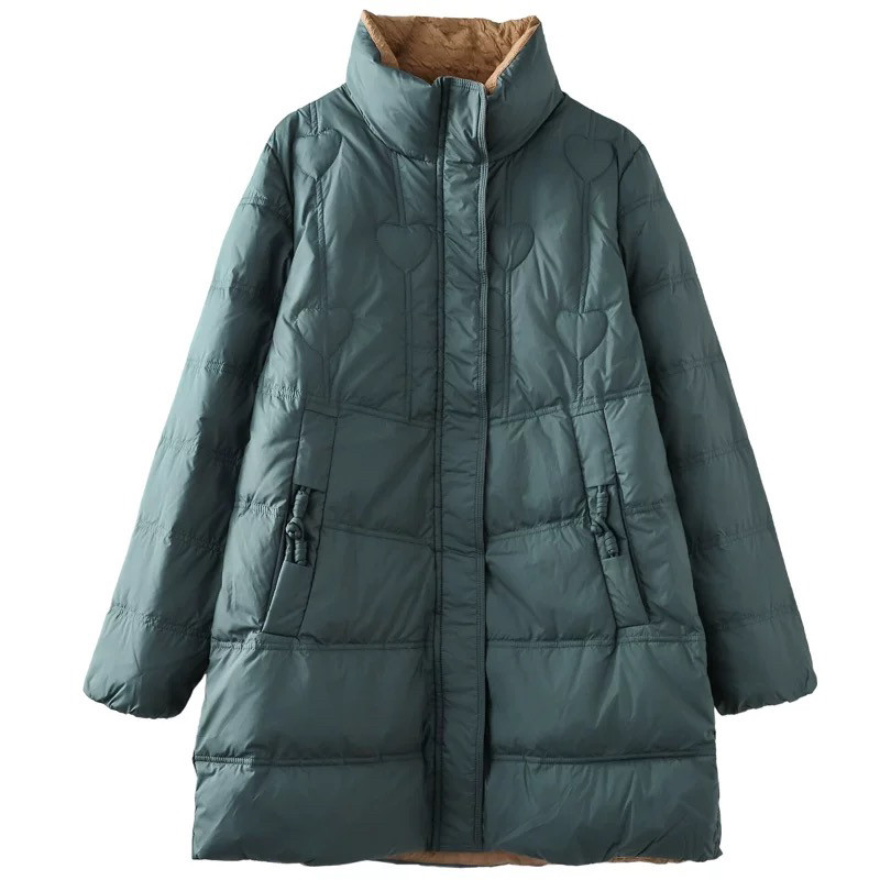 冬季轻薄款羽绒服女中长款2025年新款小个子白鸭绒妈妈装立领外套