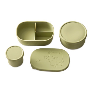 德国硅胶饭盒上班族微波炉加热便当盒餐盒三格学生水果专用食品级