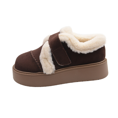 棕色单鞋女冬博肯鞋毛绒雪地棉鞋