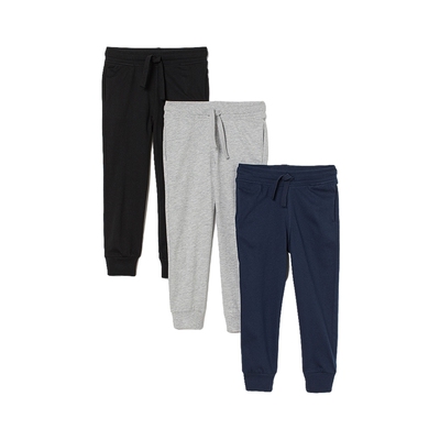 HM童装儿童男童裤子3条装春季薄款运动裤透气束脚休闲裤0738873