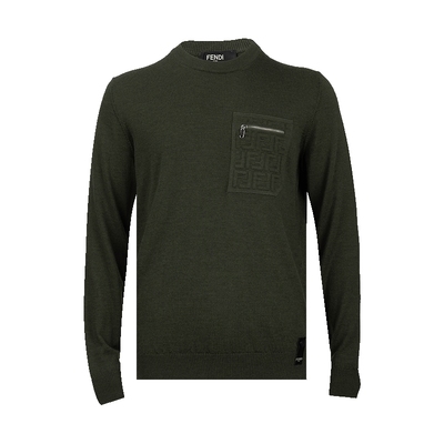 FENDI套头口袋装饰长袖毛衣男士