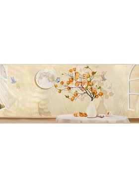 沙发背景墙画装饰画绿植风景金属挂画原木风酒店壁画新中式镶钻