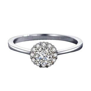 925银镀铂金 雪花钻戒仿真钻石女 50分人工锆石 结婚莫桑石戒指女