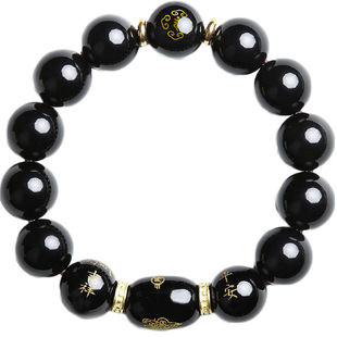 黑曜石手链男士2024本命年岁生肖属龙狗牛兔羊红玛瑙手串女情侣款