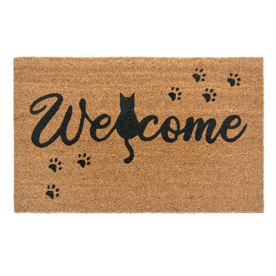 印度进口手工编织椰棕地垫入户门进门口猫咪welcome除尘蹭土脚垫