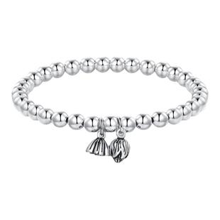 吴越老银铺足银990两世欢银手链串珠莲时尚简约复古百搭高级银饰