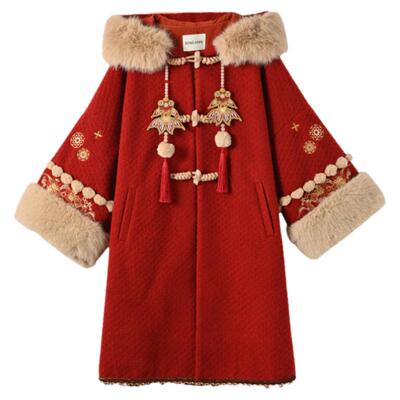 新年战袍红色毛呢外套小个子大衣