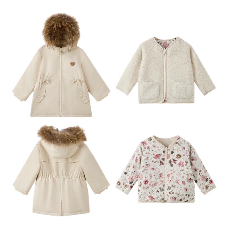 tartineetchocolat法国巧克力童装秋冬女童连帽棉服两件套