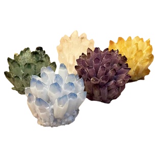 天然紫黄绿粉白水晶簇摆件消磁观赏矿石标本家居客厅办公室装饰