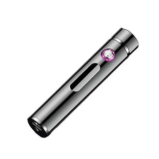 迷你圆柱双电弧脉冲电量显示长条便携男创意个性女小巧充电打火机