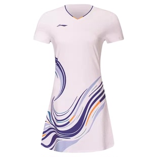 李宁羽毛球连衣裙新款国青队大赛款防走光短裙专业运动服ASKW070