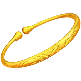 镀黄金手镯女开口满天星细款仿真金镯子送妈妈生日礼物沙金蒜头镯