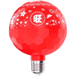 七彩自动旋转彩灯福字灯发财灯泡新年节日装饰led喜庆投影氛围灯