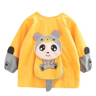 宝宝罩衣水晶绒秋冬长袖防水防脏反穿衣儿童围裙护衣婴儿吃饭围兜