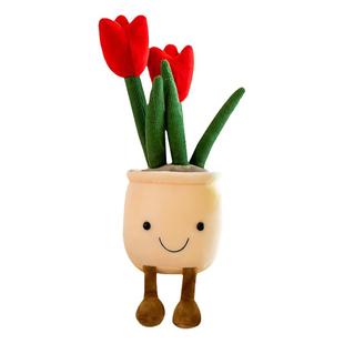 仿真花朵盆栽系列玩偶公仔毛绒玩具布娃娃生日礼物男女孩卧室摆件