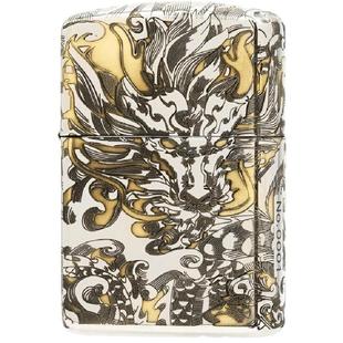 zippo正版打火机盔甲深雕镶嵌龙唐草纹美国原装正品男士礼物