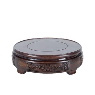 摆件底座实木托架茶壶花瓶鱼缸香炉工艺品财神石头架子底座圆形