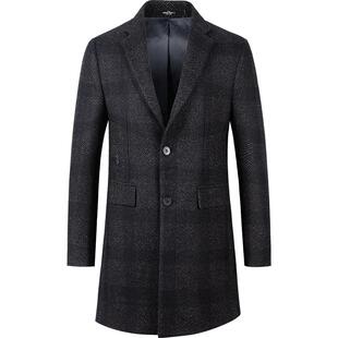 柒牌奥莱男装清仓大衣秋冬时尚修身西服中长款毛呢外套绅士西装