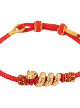 黄金色古法沙金卷卷蛇手链男女本