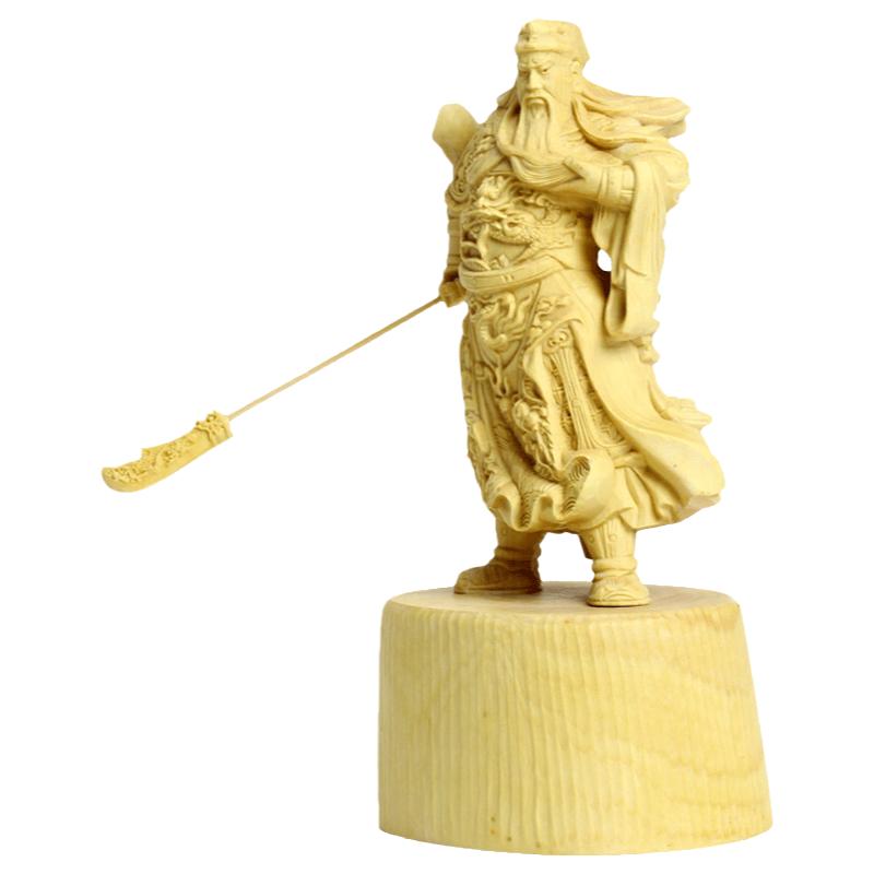 黄杨木关公家居客厅财神爷工艺品