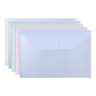 莫兰迪色A4文件收纳袋透明按扣资料袋高颜值防水加厚财务票据档案袋商务办公用品学生试卷袋耐用文件袋包批发