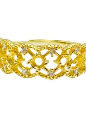 精工时尚豪华排戒空托戒指