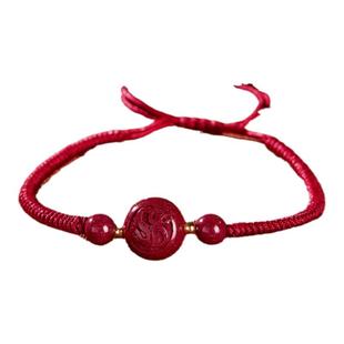 五台山朱砂十二生肖红绳本命年编织手绳手链男女款虎龙马鸡转运珠