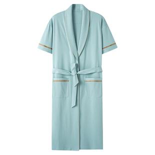 男士睡袍夏款晨袍纯棉夏季男款夏天睡衣大码薄浴袍成人男式家居服