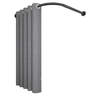 浴室防水布浴帘套装免打孔磁吸L型弧形杆淋浴隔断卫生间干湿分离