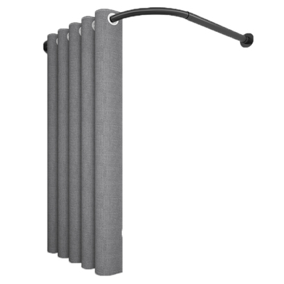 浴室防水布浴帘套装免打孔磁吸L型弧形杆淋浴隔断卫生间干湿分离