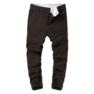 轻奢休闲裤男士秋冬季加厚款修身直筒百搭毛呢小西裤男生九分裤子