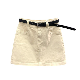 糖果色高腰弹力牛仔短裙女防走光夏天新款时尚百搭A字半身包臀裙