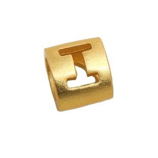 周家古法黄金字母转运珠手链男女款手绳吊坠情侣礼物26英文心字母