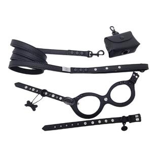 【黑骑士】buddybelts加拿大bb胸背酷黑出行猫狗真皮时尚胸背牵引