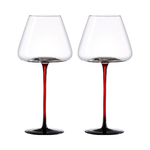 丕格柒叁黑领结水晶玻璃红酒杯高颜值红杆高档轻奢高脚杯家用套装