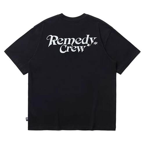 Remedy 夏季新款原创国潮基础宽松印花圆领百搭潮牌情侣短袖T恤男