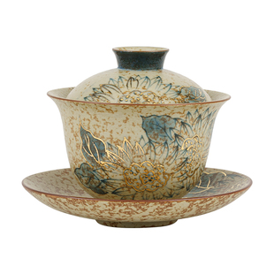 榜盛手绘三才盖碗复古火石红釉单个泡茶碗茶杯高档功夫茶具套装