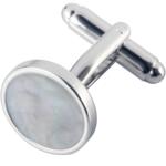 简约圆形浅白色贝壳袖扣男女通用法式衬衫袖口银色袖钉 Cufflinks