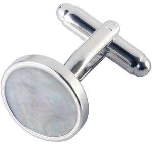 简约圆形浅白色贝壳袖扣男女通用法式衬衫袖口银色袖钉 Cufflinks