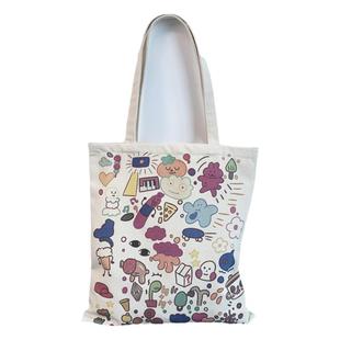 帆布包女夏单肩包大容量带拉链手提布袋2024年新款学生定制斜挎包