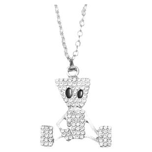 潮饰界薛之谦同款木偶人项链 dsp潮牌满钻纸袋人日韩情侣钛钢吊坠