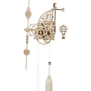 UGEARS进口机械航空时钟木质3d立体拼图积木摆件生日礼物解压墙钟