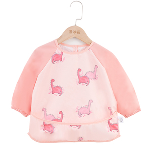 鲁冰花全防水儿童罩衣长袖纯棉围兜卡通幼儿园防脏大饭衣宝宝围裙