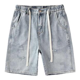 美式休闲水洗复古破洞牛仔短裤男夏季2026新款直筒五分裤子男款夏