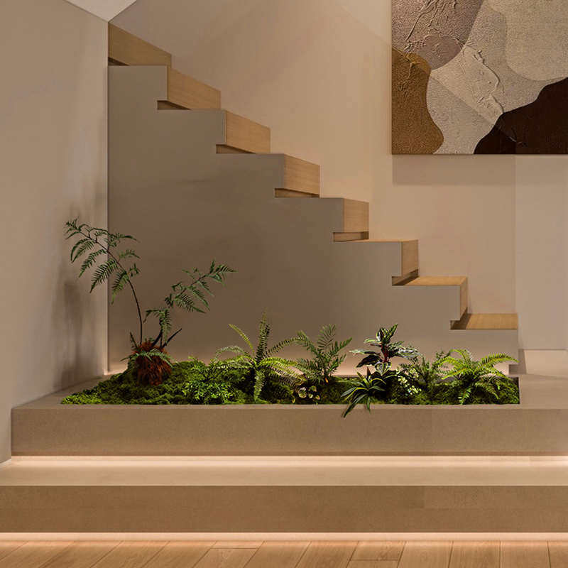 森空间仿真绿植造景植物搭配玄关楼梯角落软装美陈氛围感摆件装饰