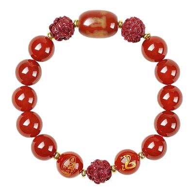 吉照堂天然红玛瑙三合六合手串